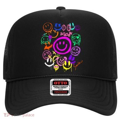 Smile Face Emoticons Fun Vivid Graffiti Smileys Graphic Hat