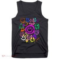 Smile Face Emoticons Fun Vivid Graffiti Smileys Graphic Tank Top thumb 0