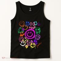 Smile Face Emoticons Fun Vivid Graffiti Smileys Graphic Tank Top thumb 2