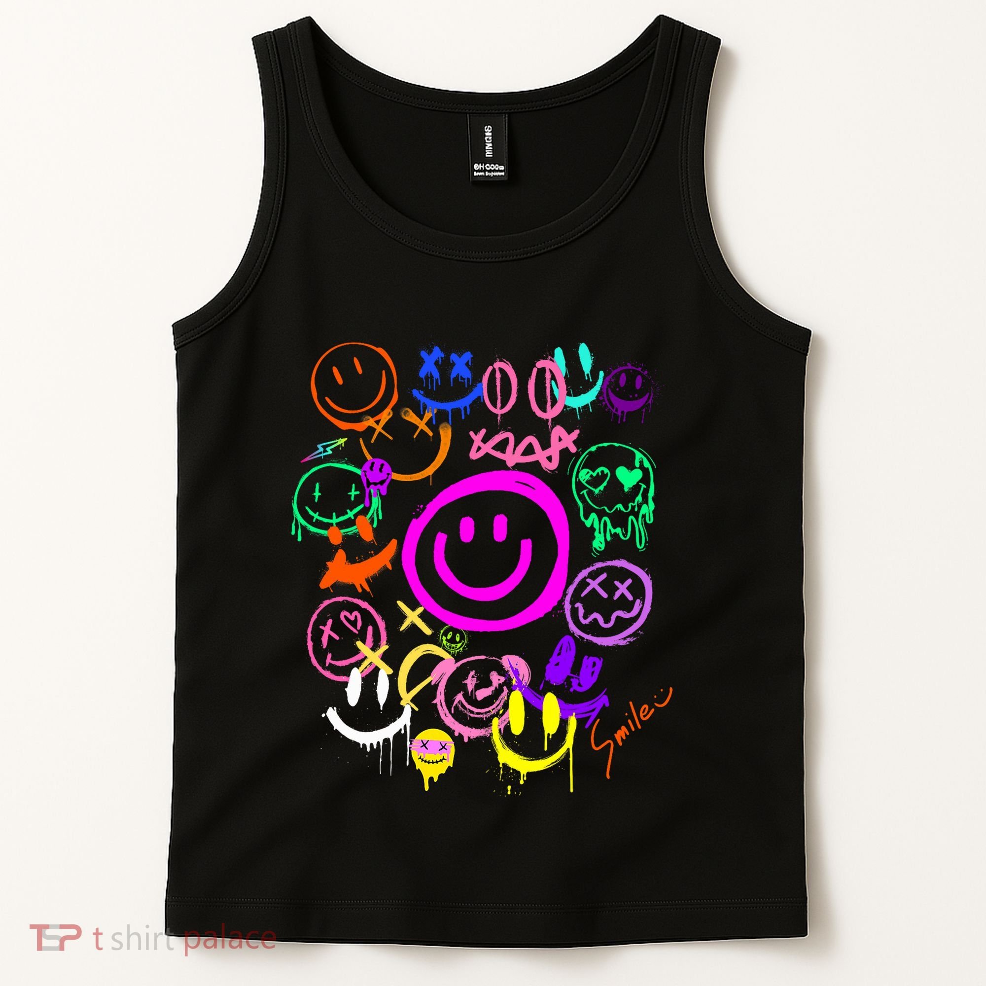 Smile Face Emoticons Fun Vivid Graffiti Smileys Graphic Tank Top