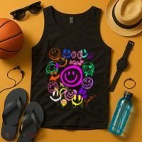 Smile Face Emoticons Fun Vivid Graffiti Smileys Graphic Tank Top thumb 4