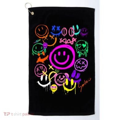 Smile Face Emoticons Fun Vivid Graffiti Smileys Graphic Golf Towel