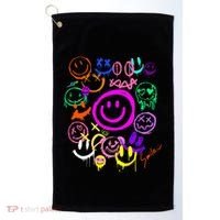 Smile Face Emoticons Fun Vivid Graffiti Smileys Graphic Golf Towel thumb 0