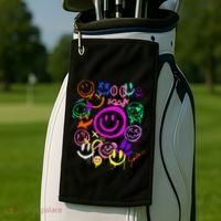 Smile Face Emoticons Fun Vivid Graffiti Smileys Graphic Golf Towel thumb 2