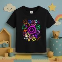 Smile Face Emoticons Fun Vivid Graffiti Smileys Graphic Toddler T-Shirt thumb 3