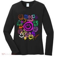 Smile Face Emoticons Fun Vivid Graffiti Smileys Graphic Women's Long Sleeve Shirt thumb 0