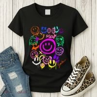 Smile Face Emoticons Fun Vivid Graffiti Smileys Graphic Women's T-Shirt thumb 3