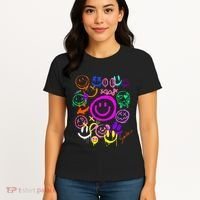 Smile Face Emoticons Fun Vivid Graffiti Smileys Graphic Women's T-Shirt thumb 4