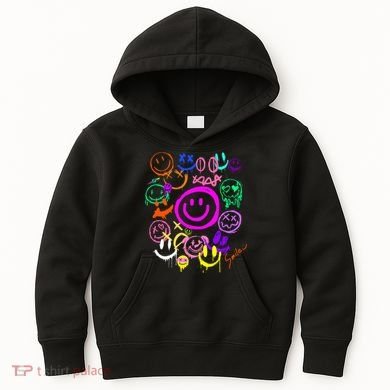 Smile Face Emoticons Fun Vivid Graffiti Smileys Graphic Kids Hoodie