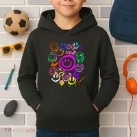 Smile Face Emoticons Fun Vivid Graffiti Smileys Graphic Kids Hoodie thumb 2