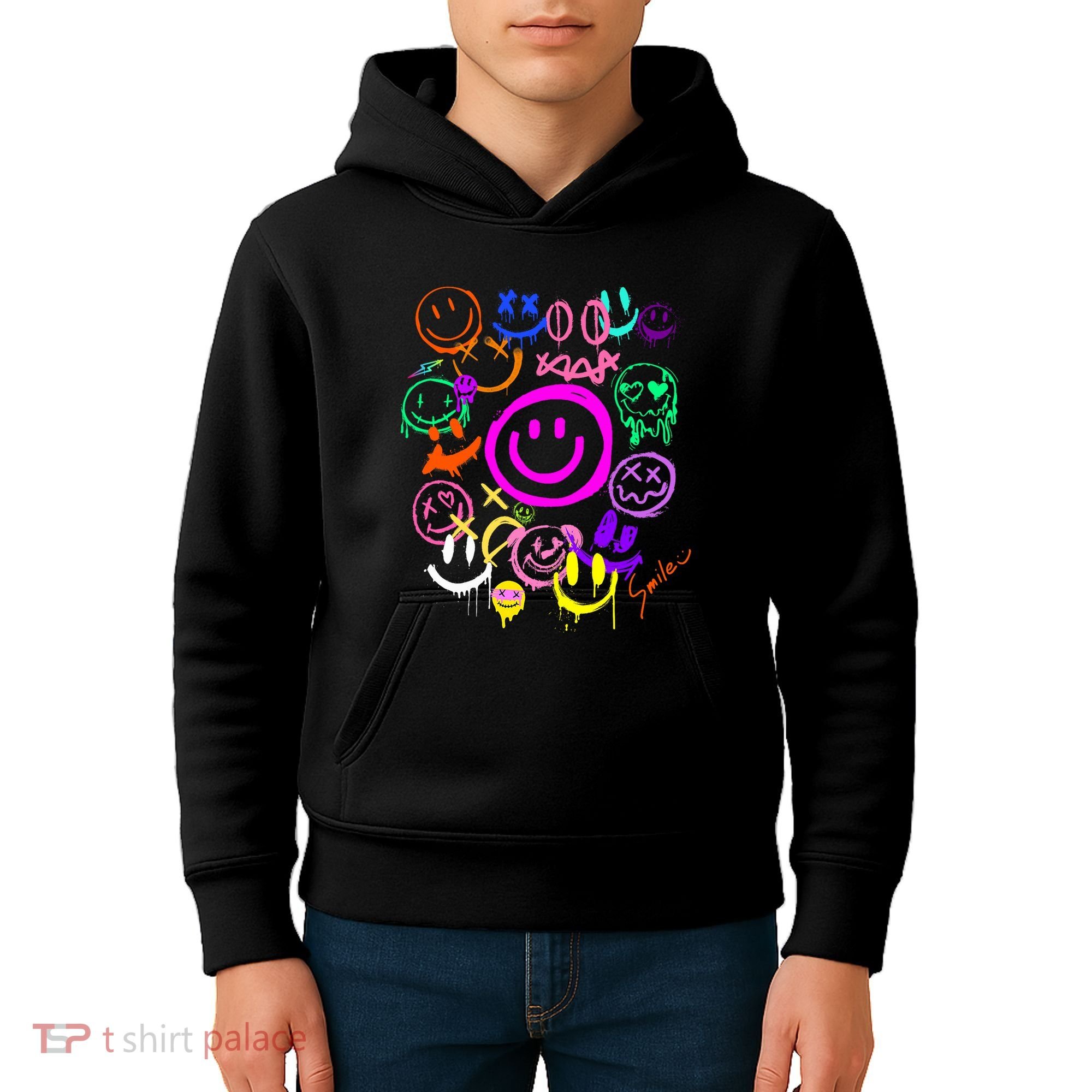 Smile Face Emoticons Fun Vivid Graffiti Smileys Graphic Kids Hoodie