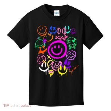 Smile Face Emoticons Fun Vivid Graffiti Smileys Graphic Kids T-Shirt