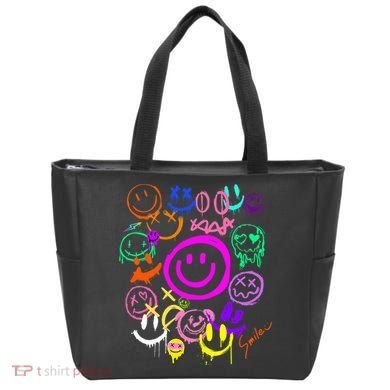 Smile Face Emoticons Fun Vivid Graffiti Smileys Graphic Tote Bag