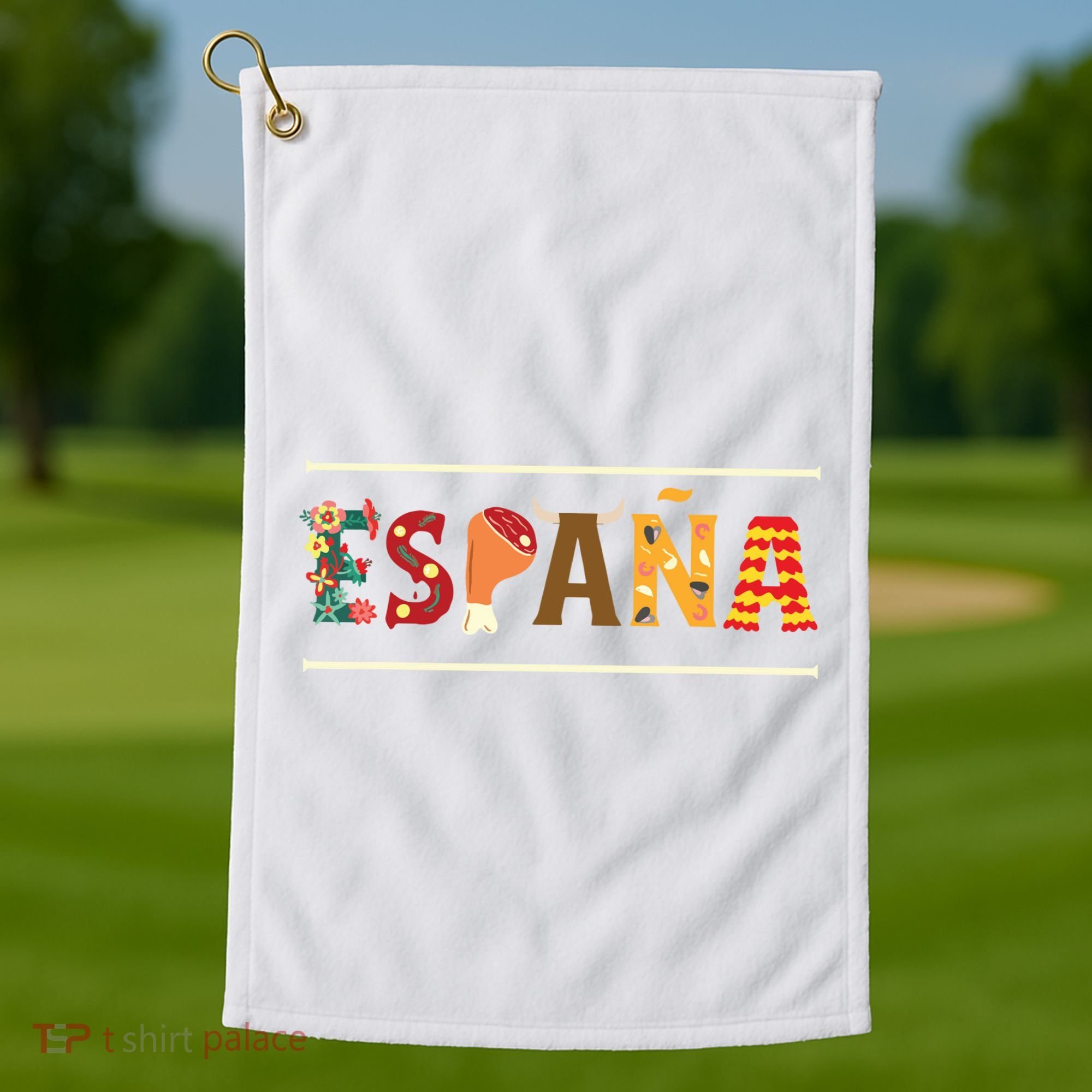 Spanish Fiesta Espana Bull Spanish Flower Spain Flag Spain Golf Towel