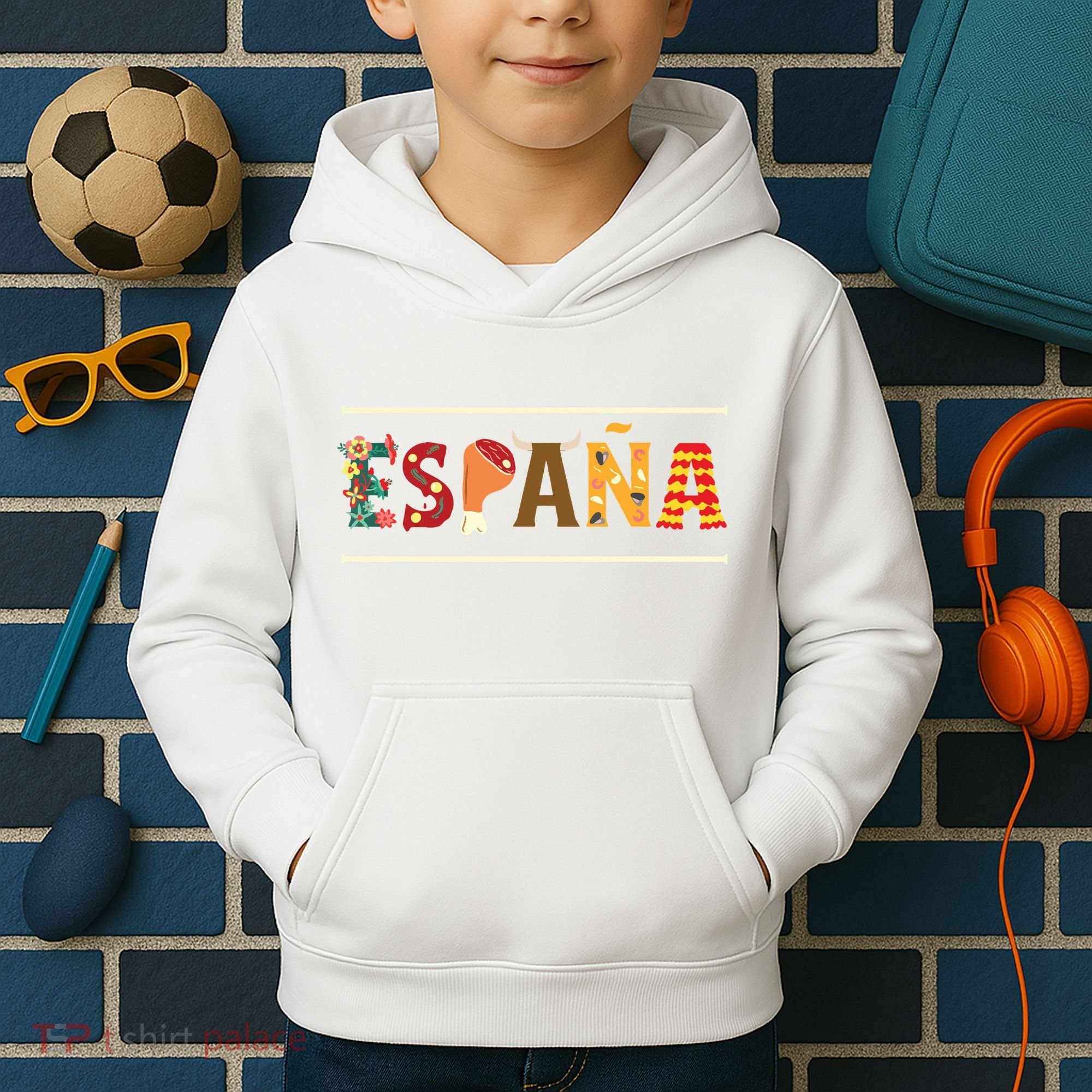 Spanish Fiesta Espana Bull Spanish Flower Spain Flag Spain Kids Hoodie
