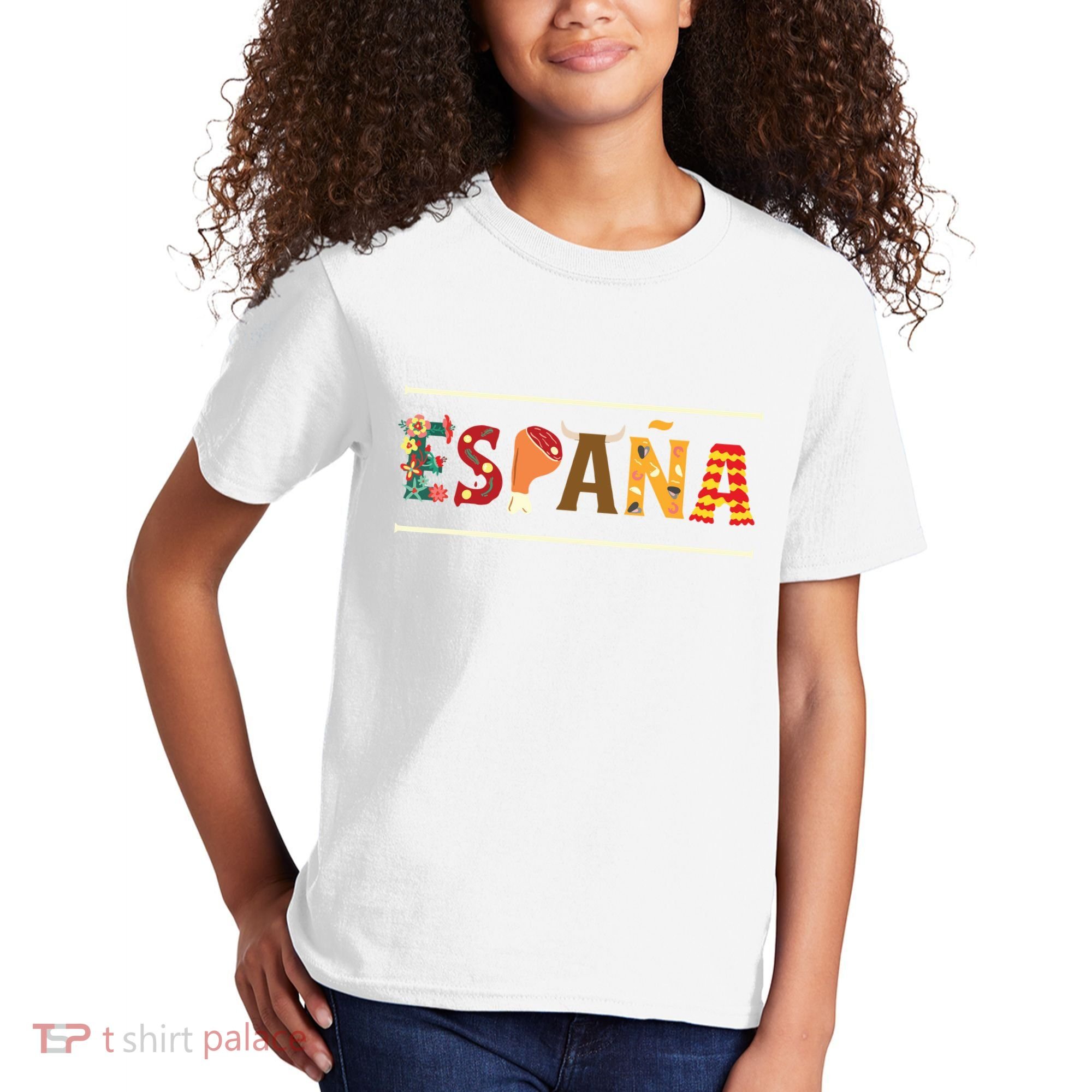 Spanish Fiesta Espana Bull Spanish Flower Spain Flag Spain Kids T-Shirt