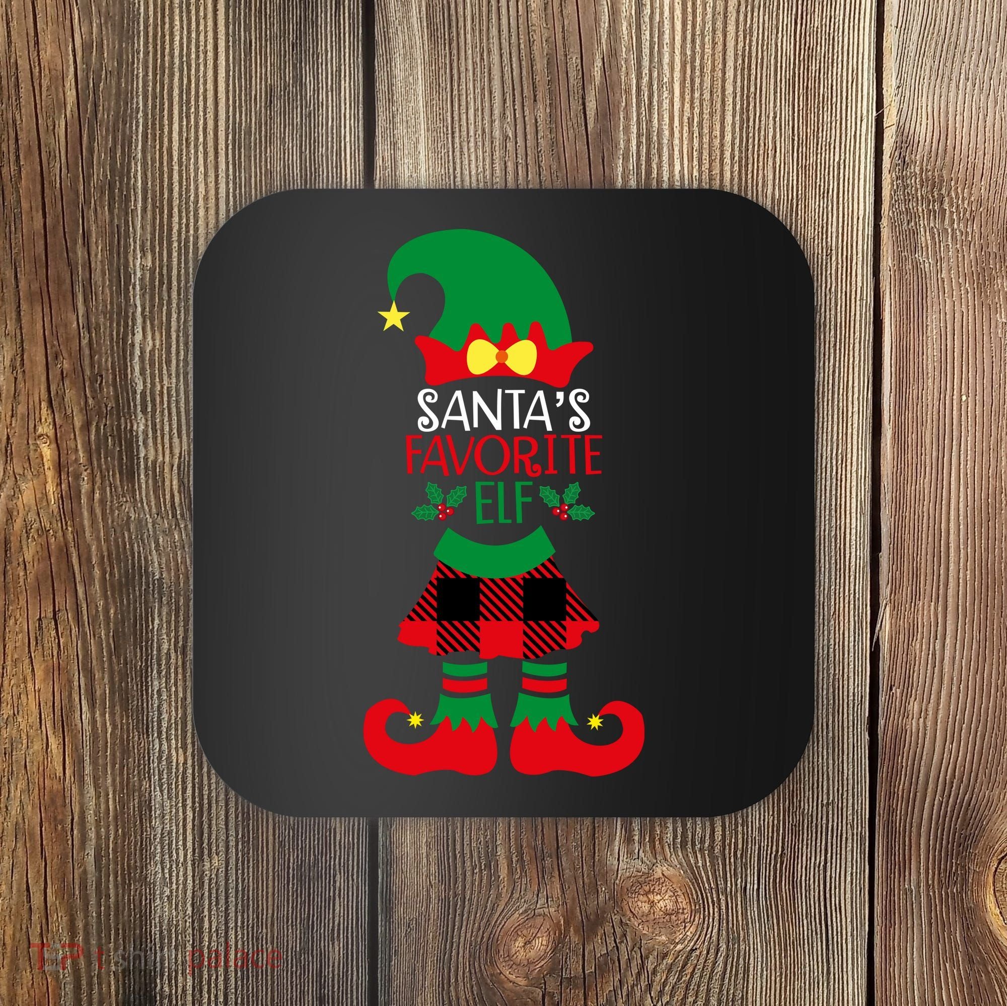 Santa's Favorite Elf Cute Christmas Holiday Coaster