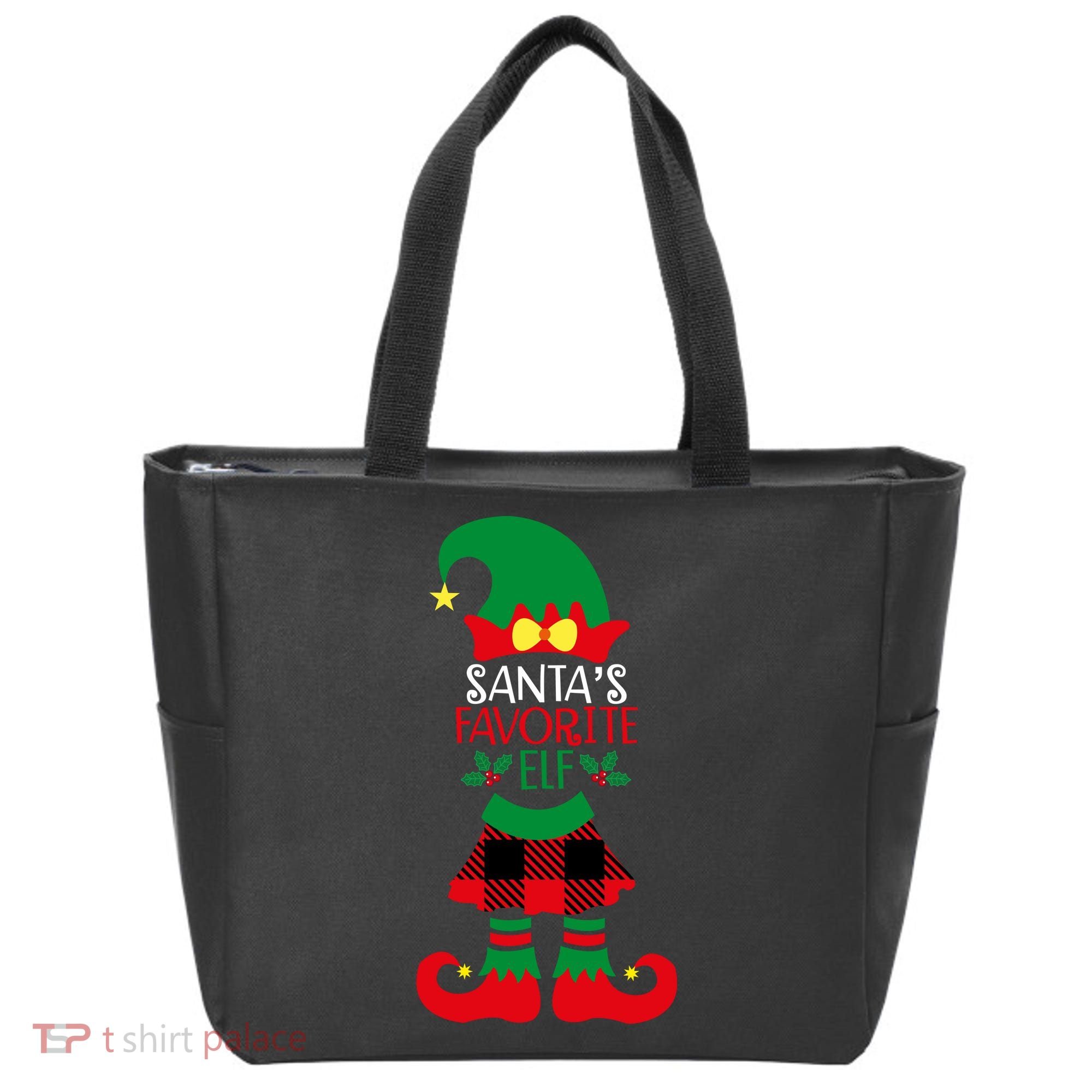 Santa's Favorite Elf Cute Christmas Holiday Tote Bag