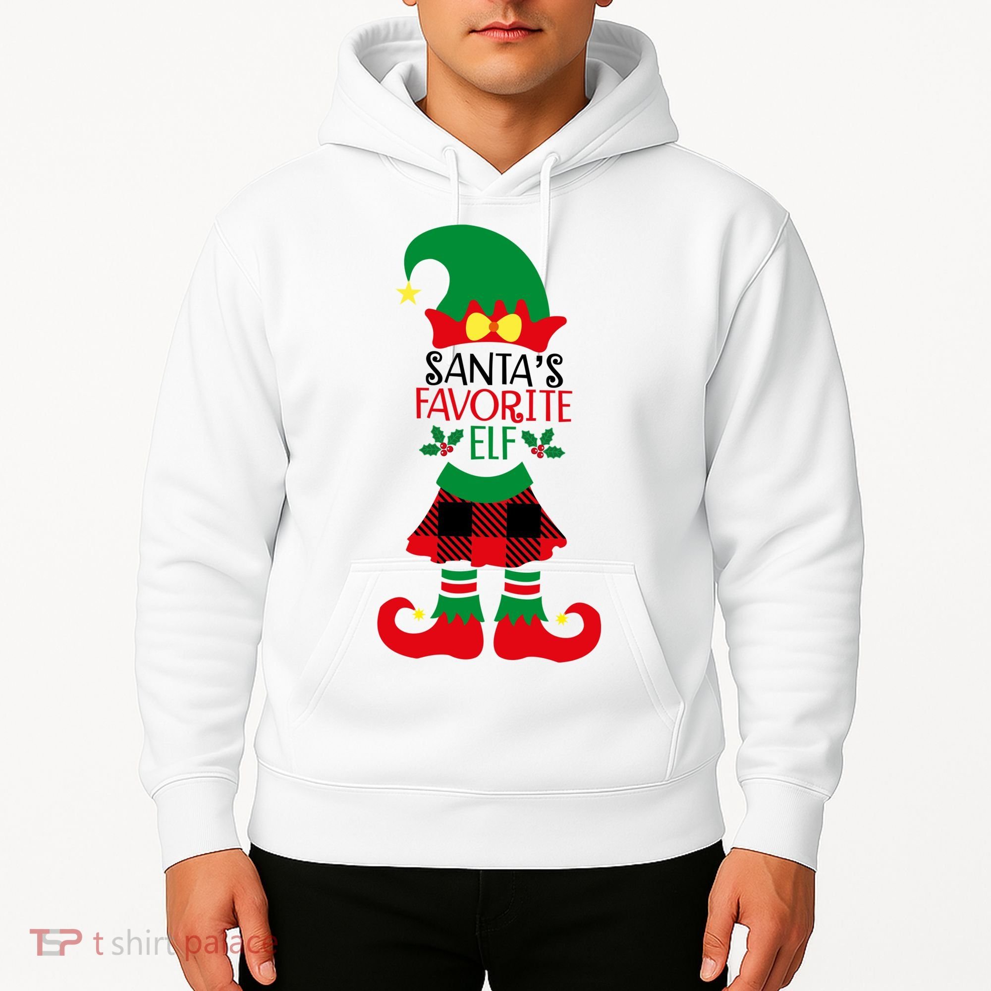Santa's Favorite Elf Cute Christmas Holiday Hoodie