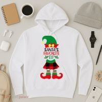 Santa's Favorite Elf Cute Christmas Holiday Hoodie thumb 3