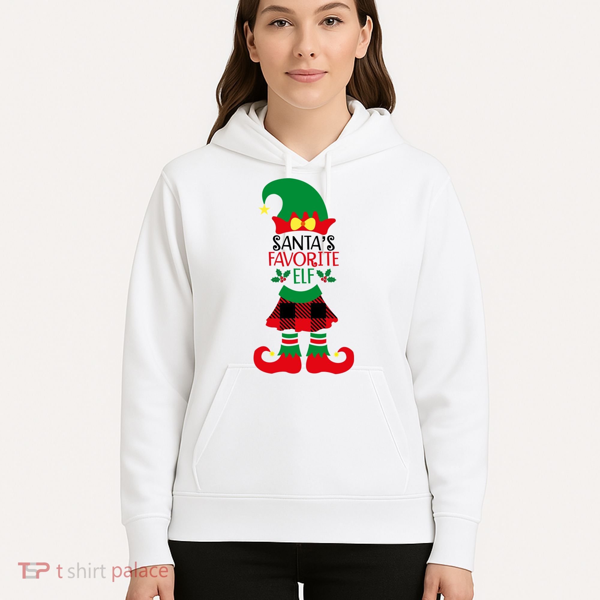 Santa's Favorite Elf Cute Christmas Holiday Hoodie