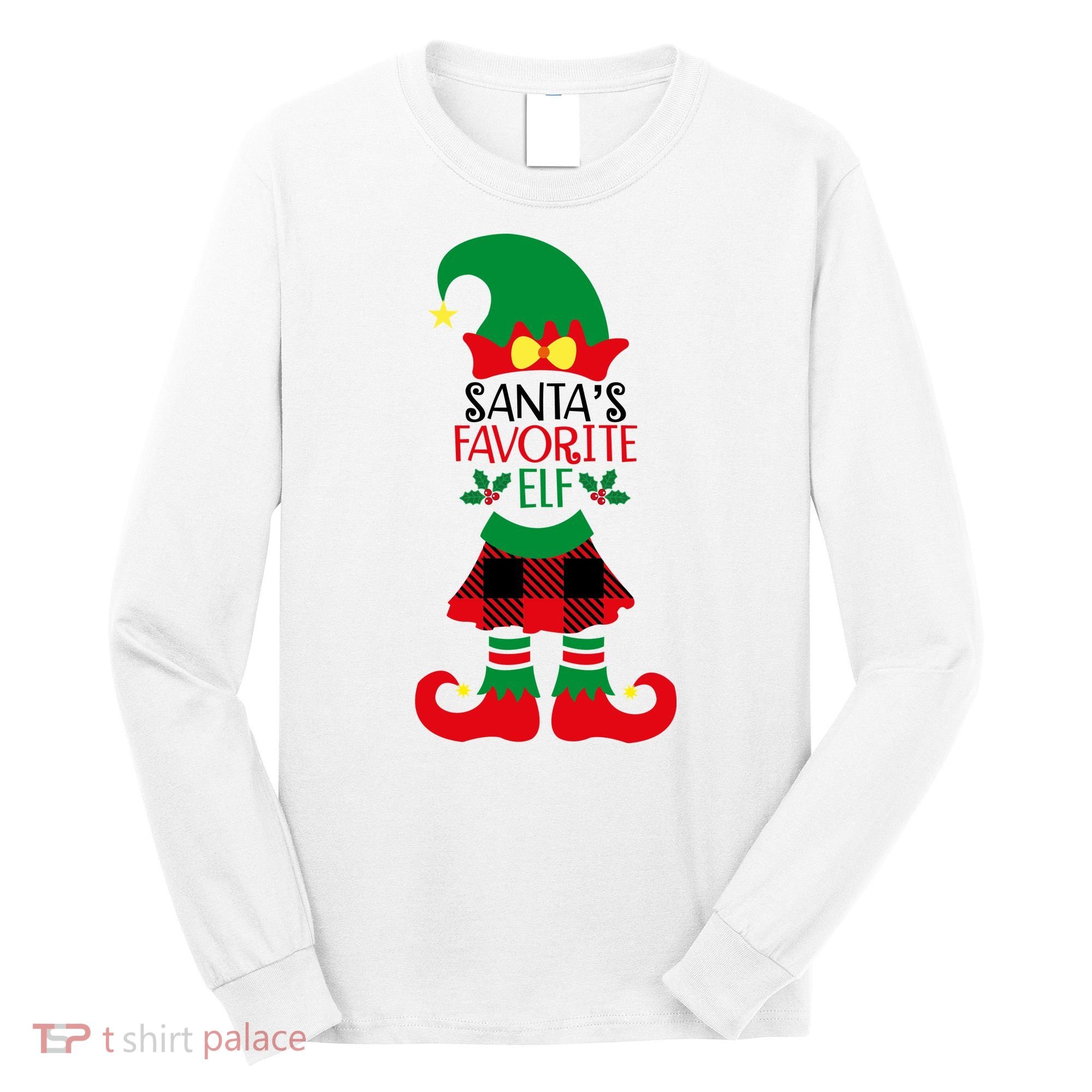 Santa's Favorite Elf Cute Christmas Holiday Long Sleeve Shirt