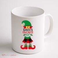 Santa's Favorite Elf Cute Christmas Holiday Coffee Mug thumb 1