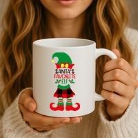 Santa's Favorite Elf Cute Christmas Holiday Coffee Mug thumb 3