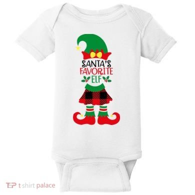 Santa's Favorite Elf Cute Christmas Holiday Baby Bodysuit