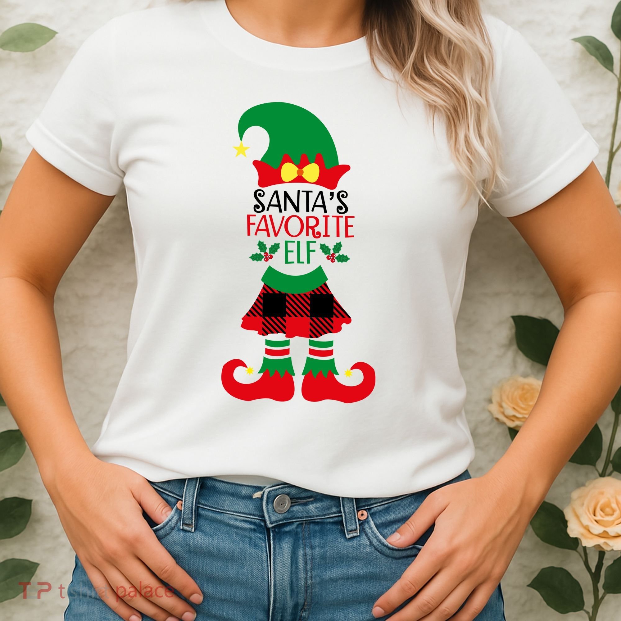 Santa's Favorite Elf Cute Christmas Holiday Women's T-Shirt