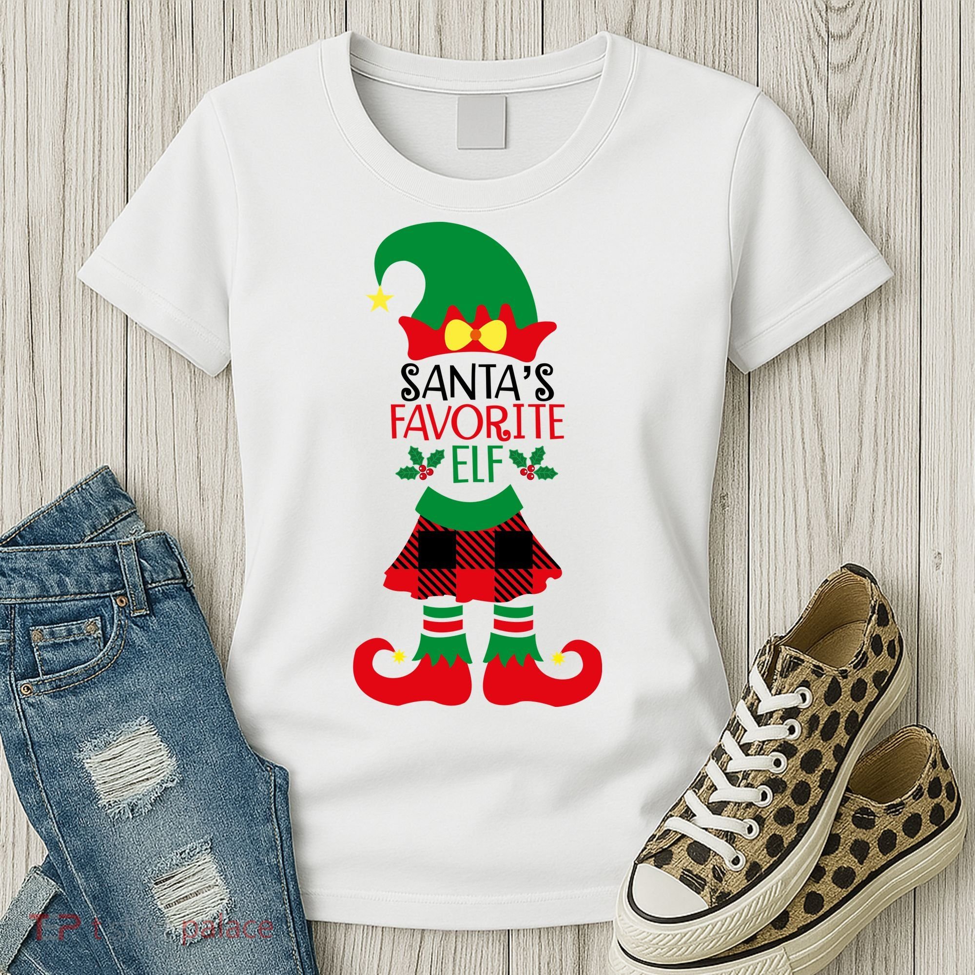 Santa's Favorite Elf Cute Christmas Holiday Women's T-Shirt