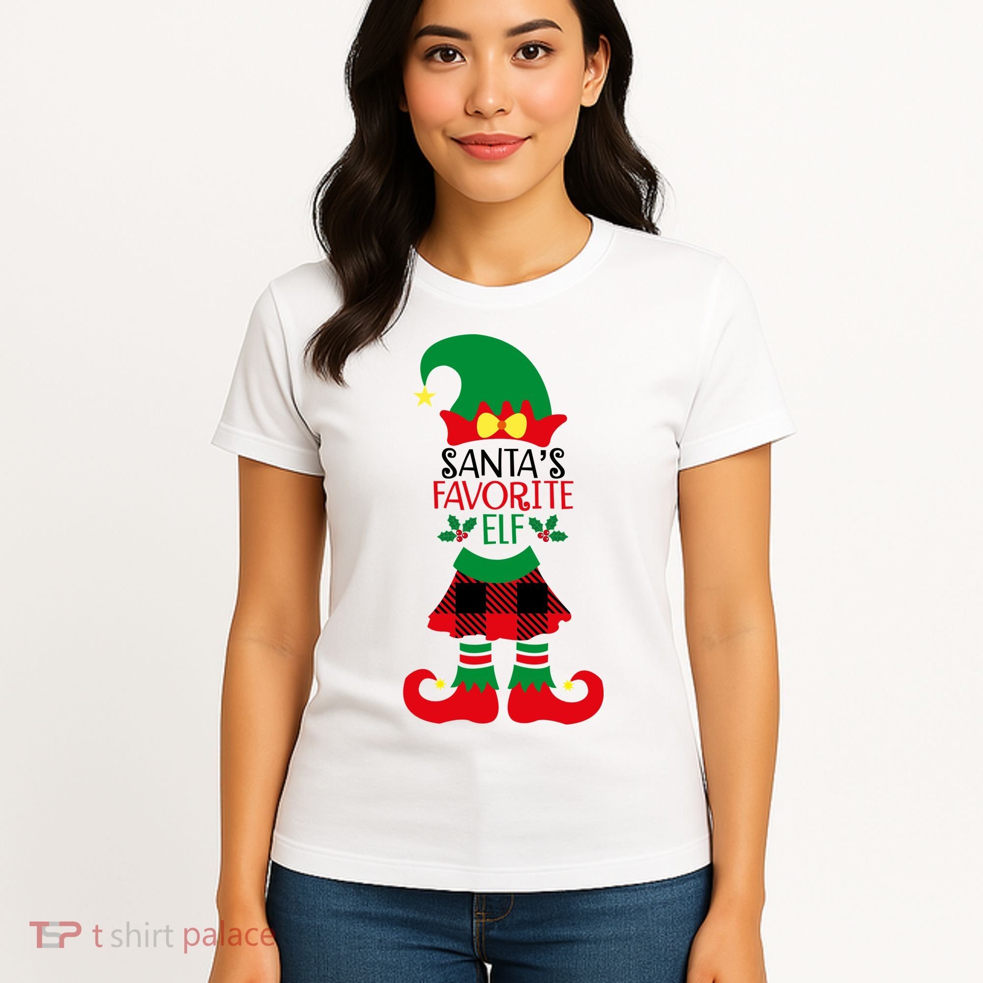 Santa's Favorite Elf Cute Christmas Holiday Women's T-Shirt