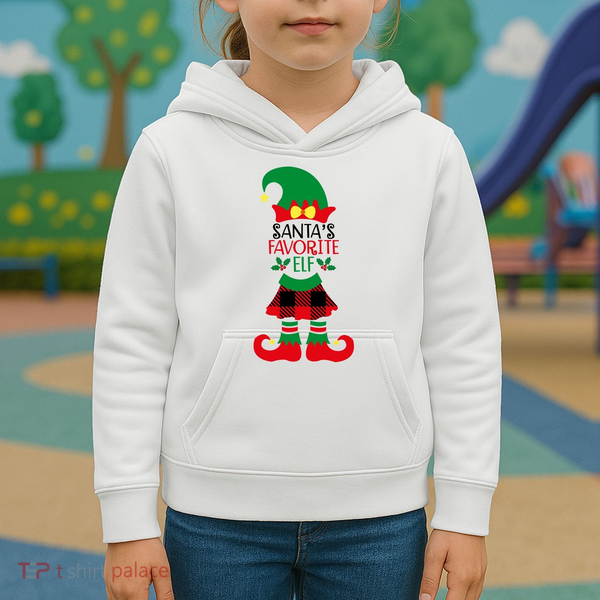Santa's Favorite Elf Cute Christmas Holiday Kids Hoodie