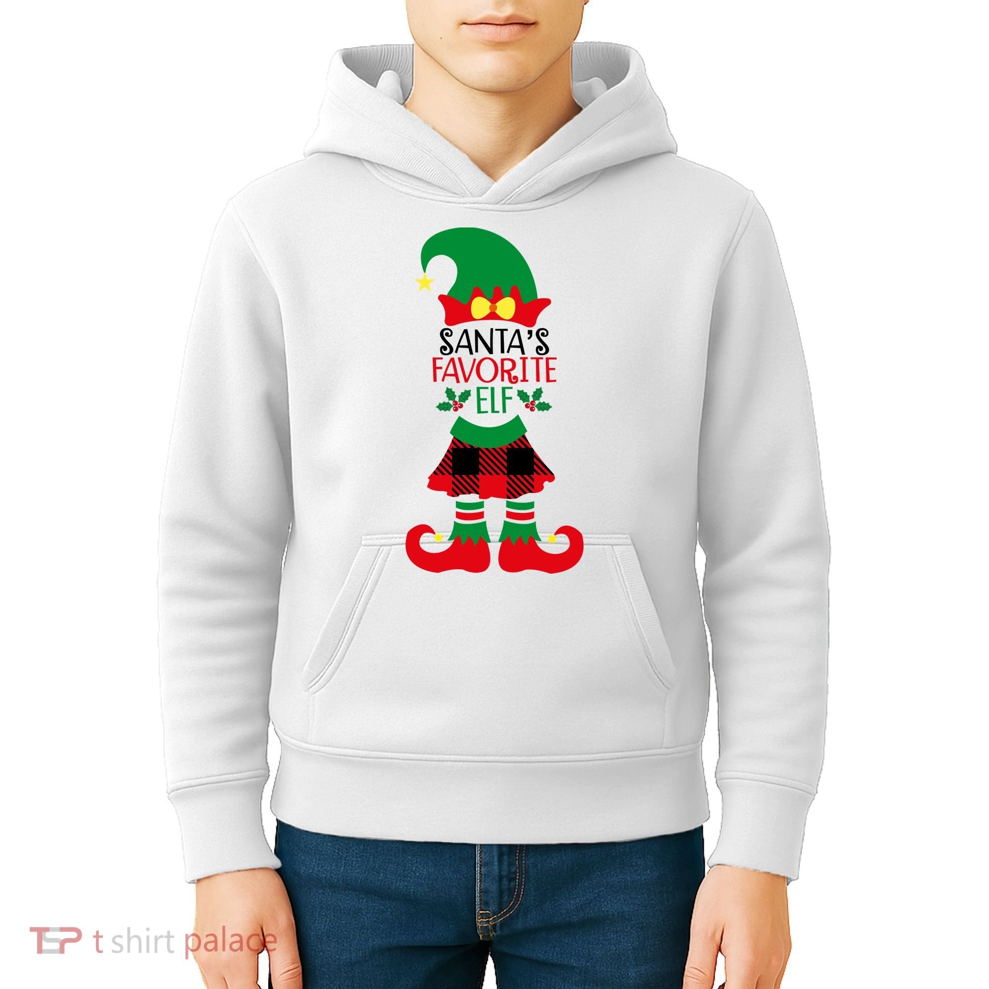 Santa's Favorite Elf Cute Christmas Holiday Kids Hoodie