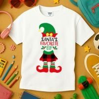 Santa's Favorite Elf Cute Christmas Holiday Kids T-Shirt thumb 3