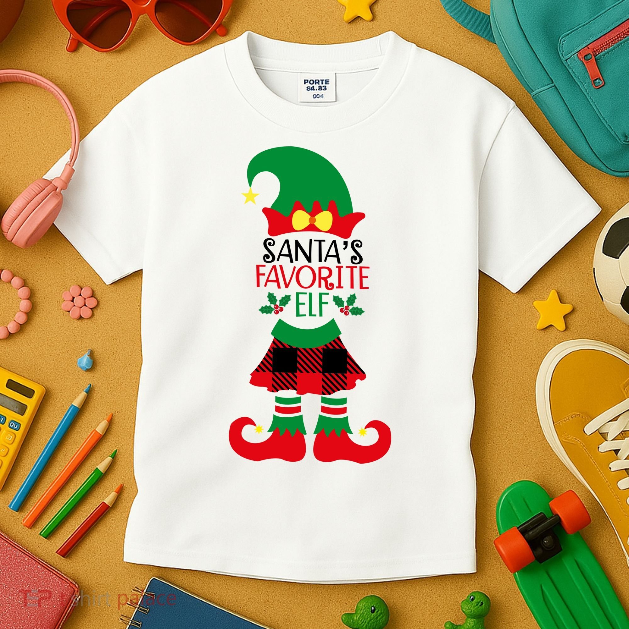 Santa's Favorite Elf Cute Christmas Holiday Kids T-Shirt