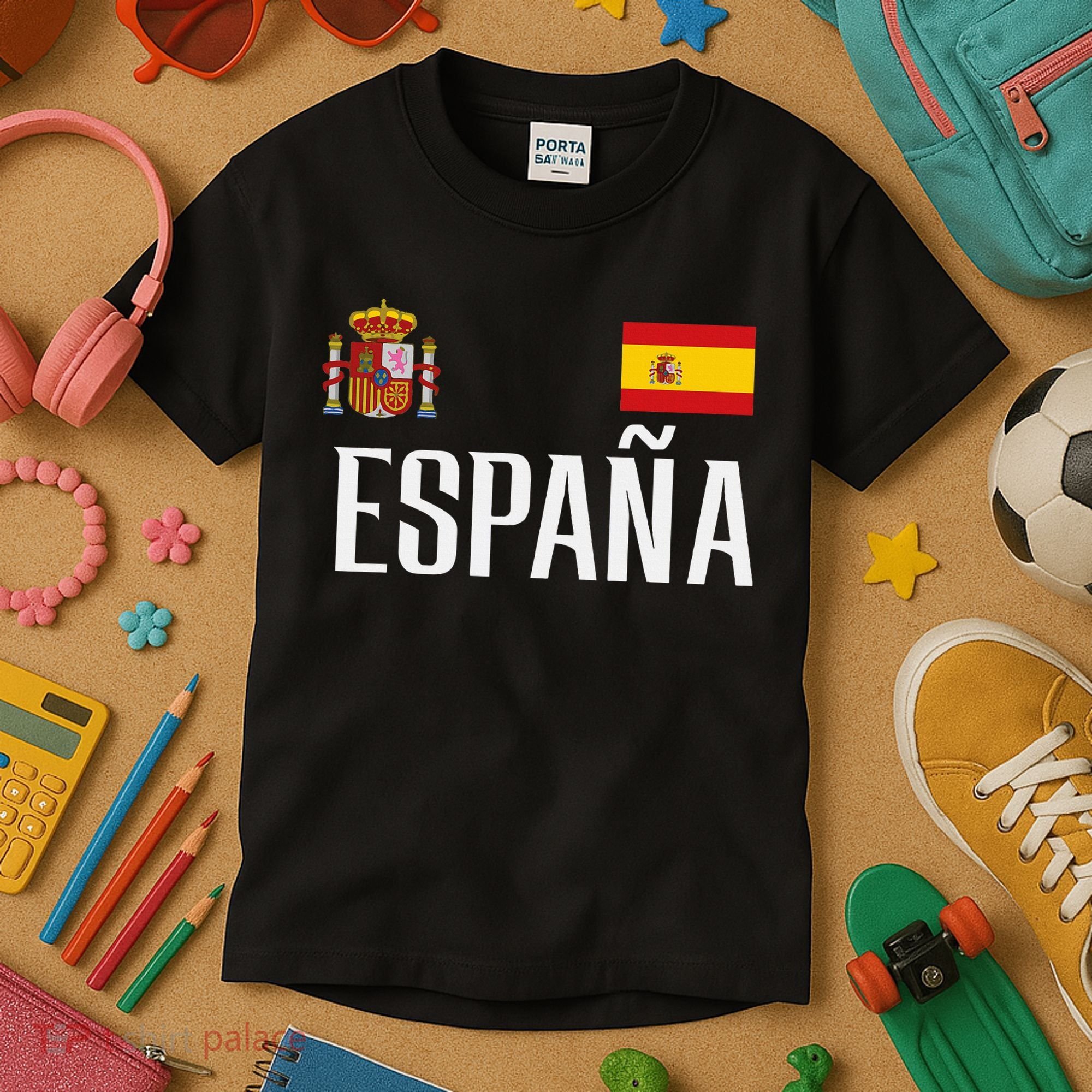 Spain Flag Espana Football Soccer Fan Kids T-Shirt