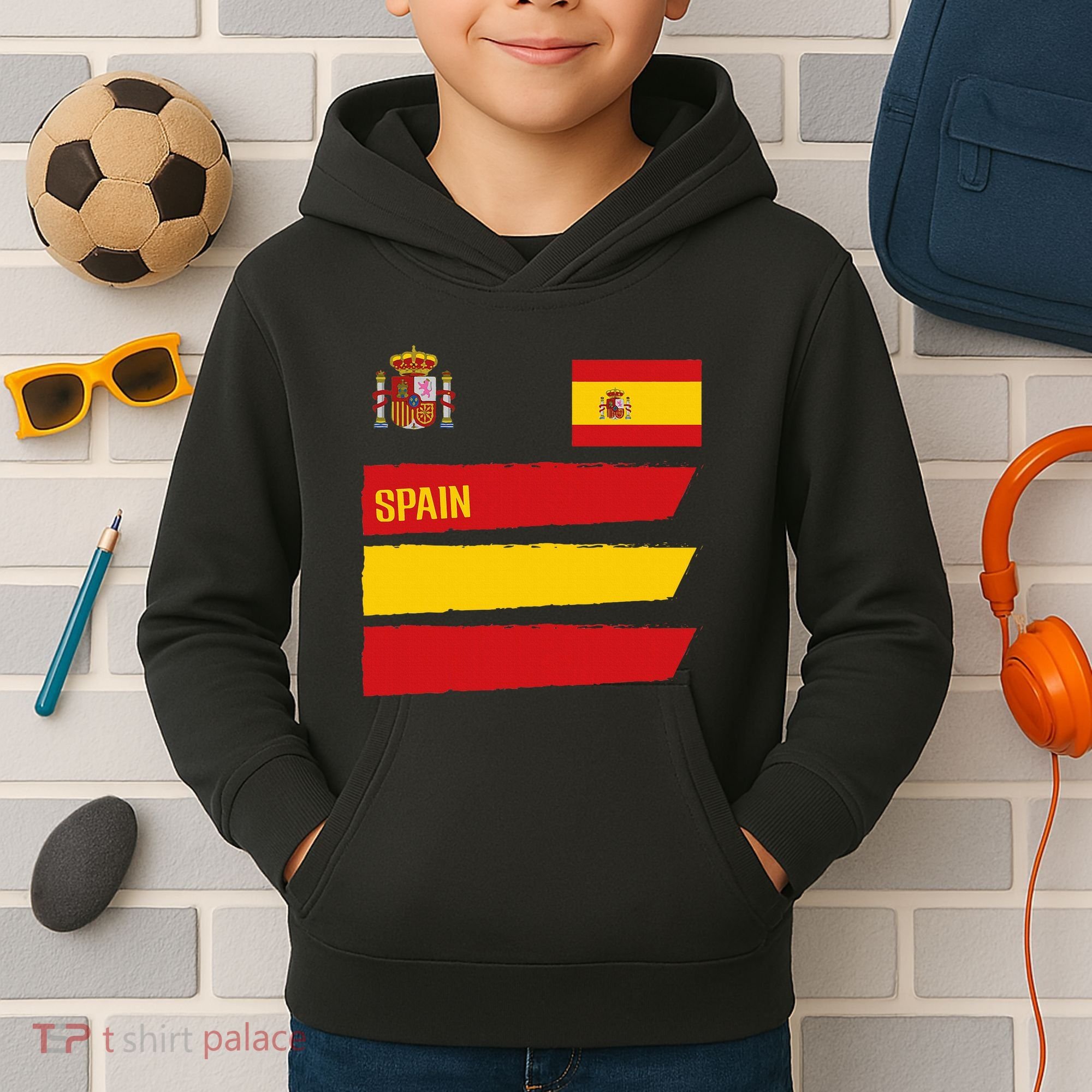 Spain Flag Espana Football Soccer Fan Kids Hoodie