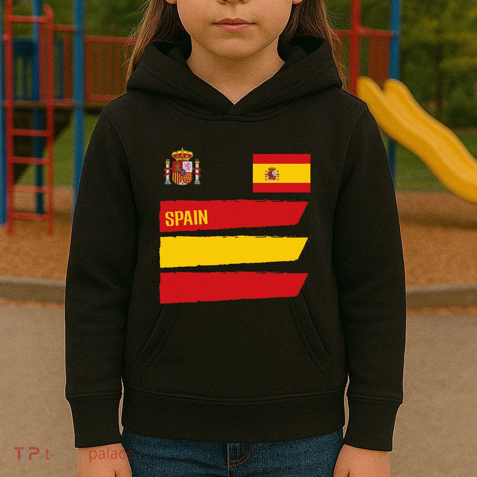 Spain Flag Espana Football Soccer Fan Kids Hoodie