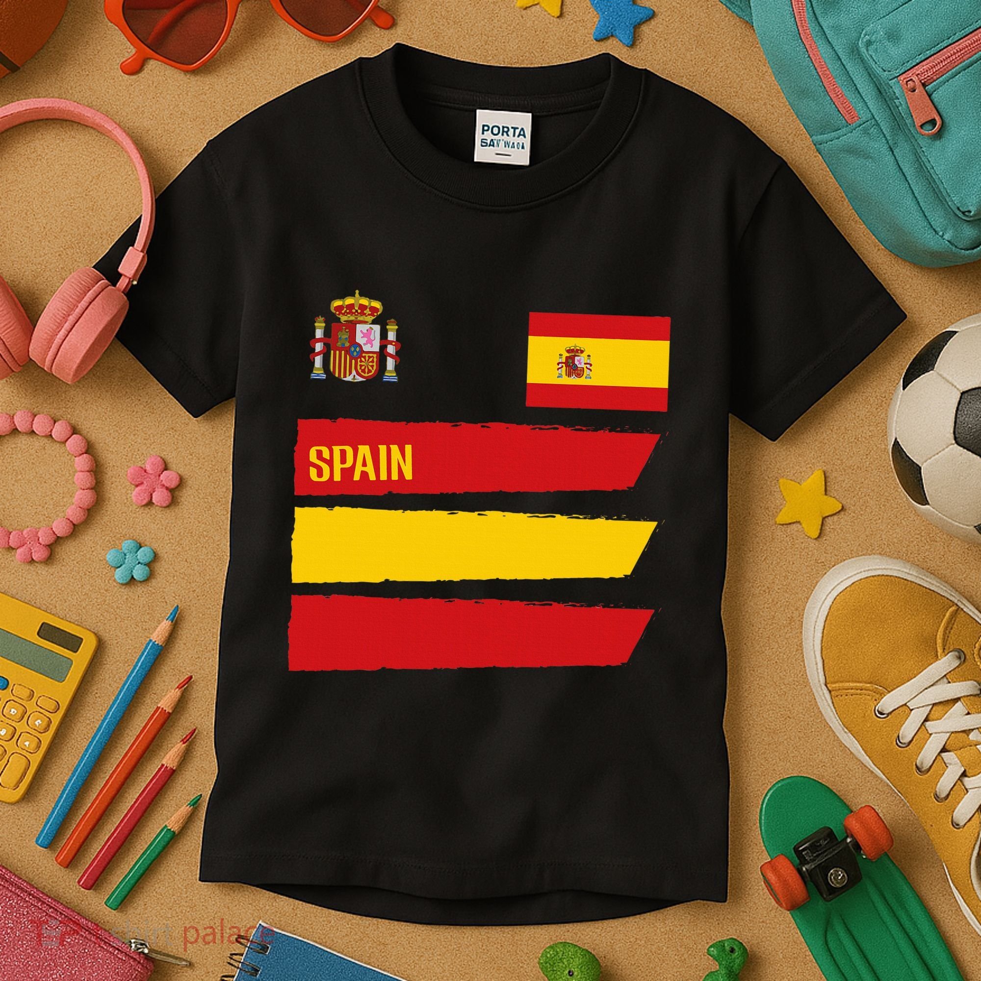 Spain Flag Espana Football Soccer Fan Kids T-Shirt