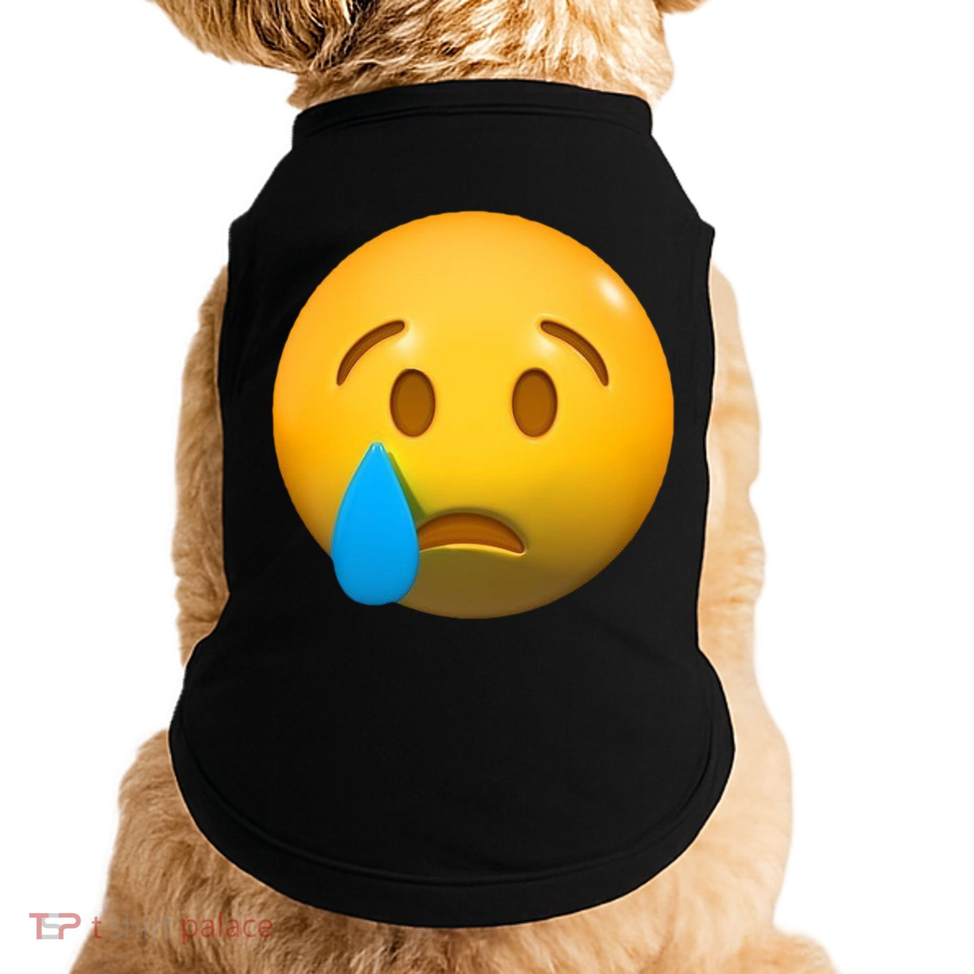Sad Face Emoji Crying Tear Drop Doggie Tank