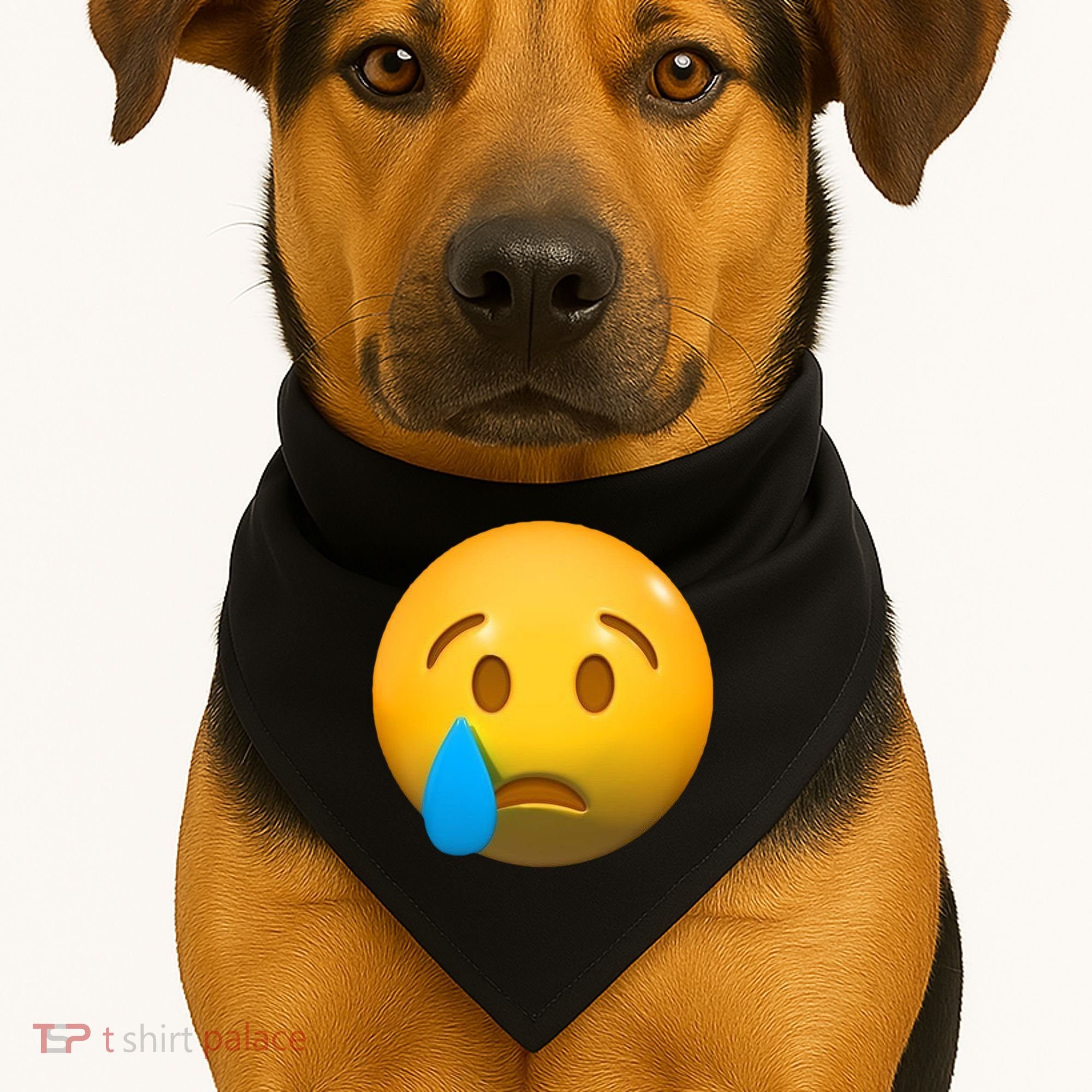 Sad Face Emoji Crying Tear Drop USA-Made Doggie Bandana