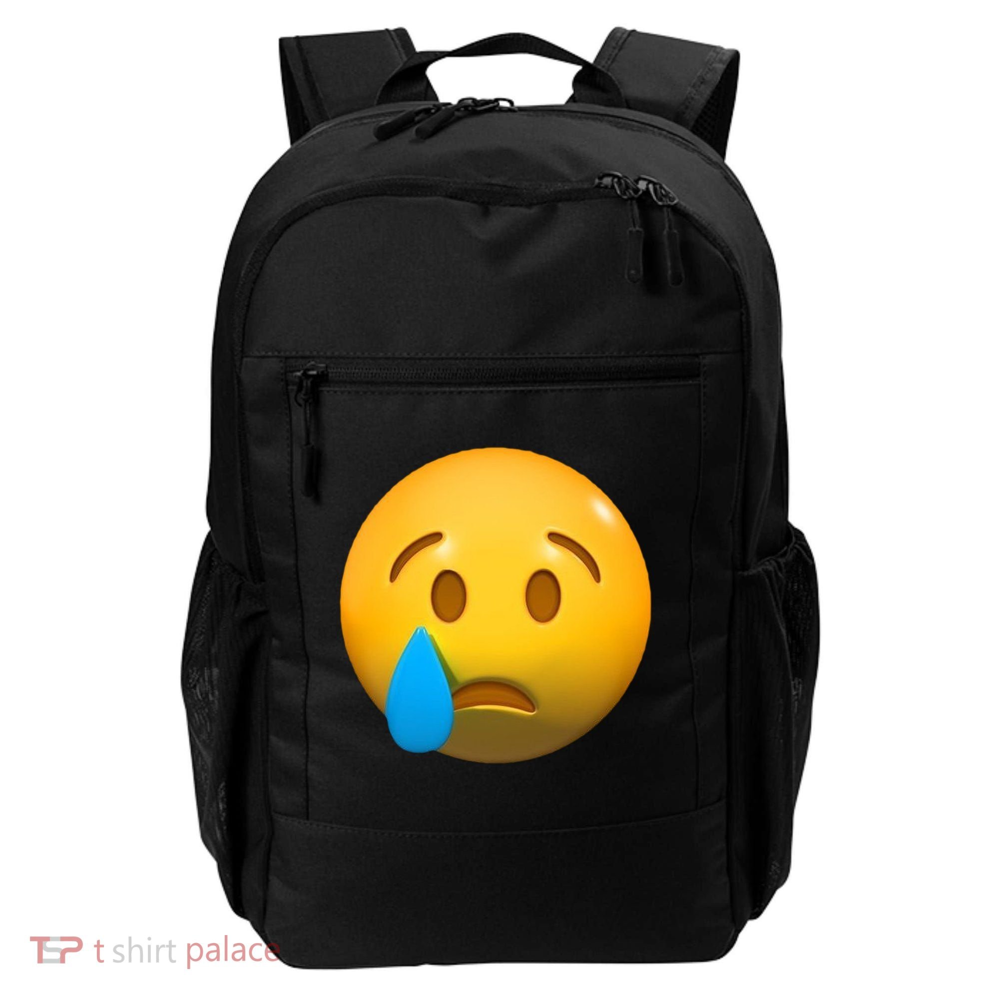 Sad Face Emoji Crying Tear Drop Backpack