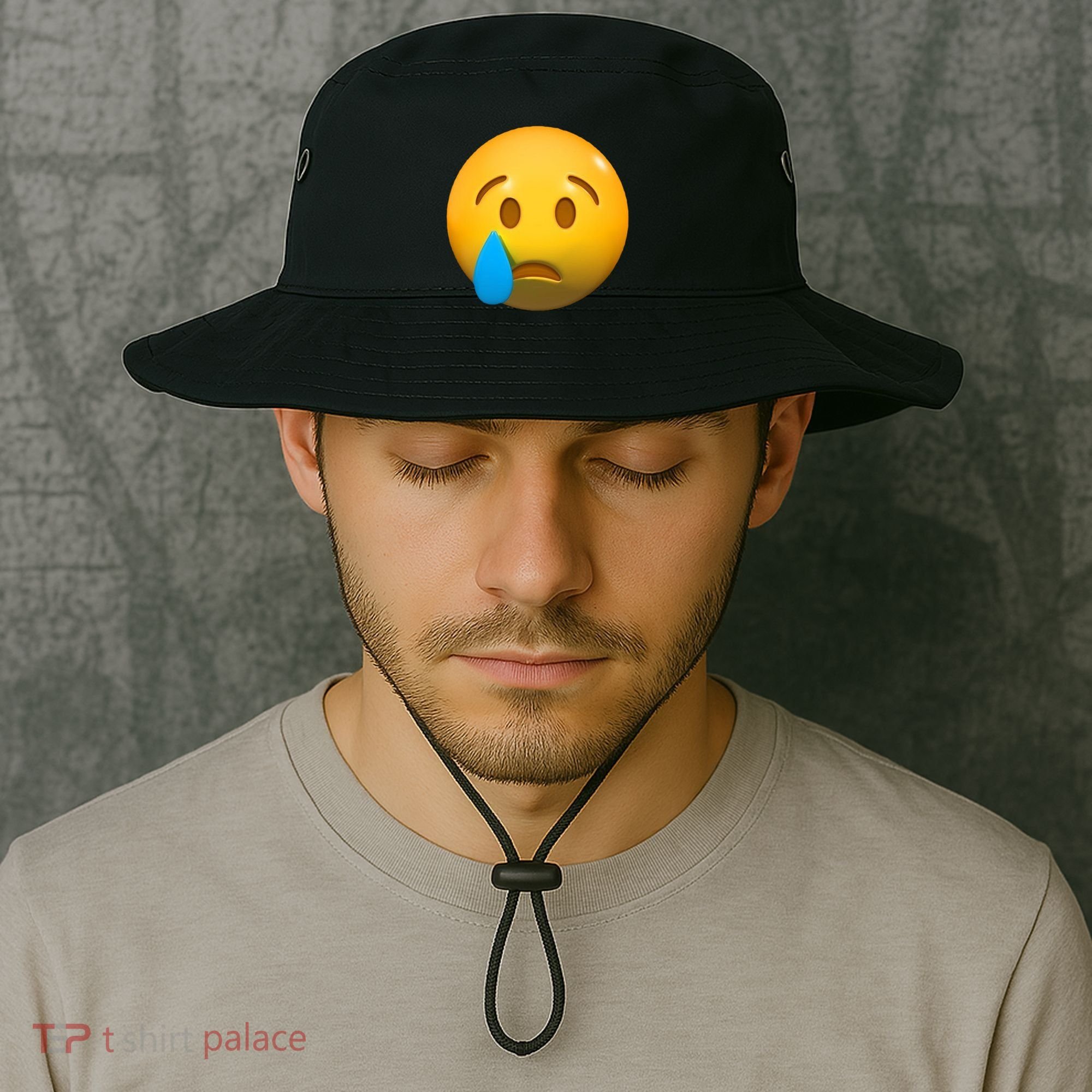 Sad Face Emoji Crying Tear Drop Bucket Hat