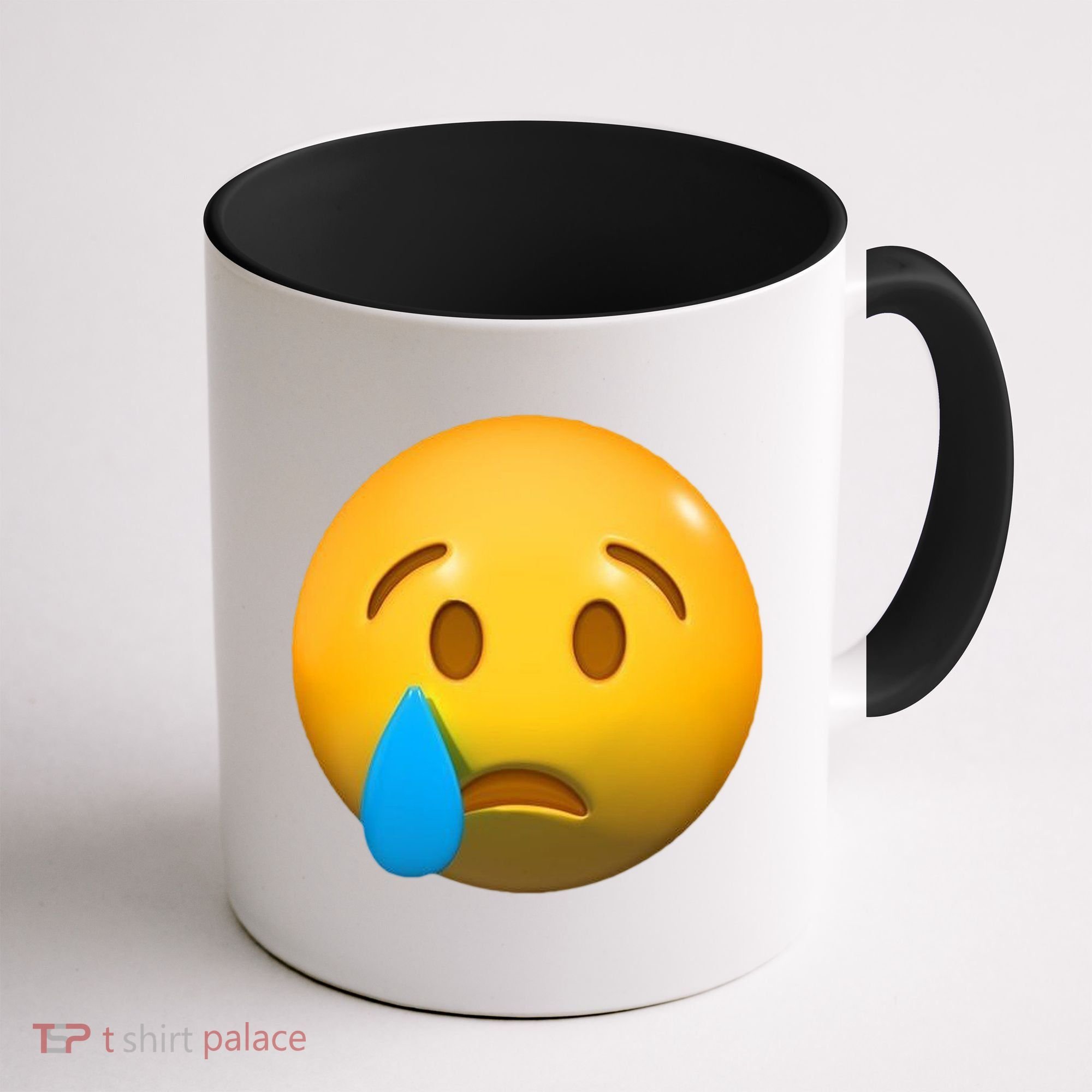 Sad Face Emoji Crying Tear Drop Coffee Mug