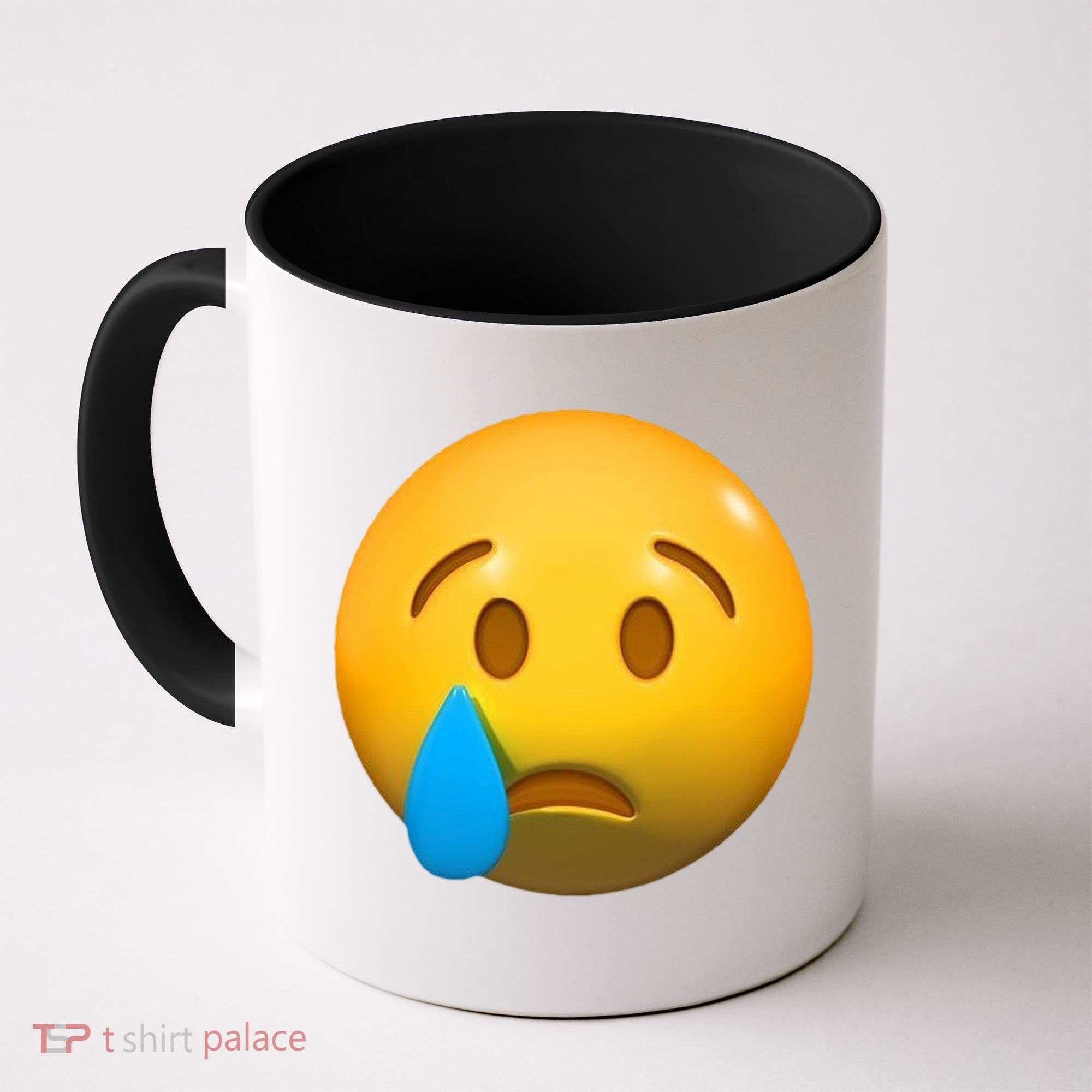Sad Face Emoji Crying Tear Drop Coffee Mug