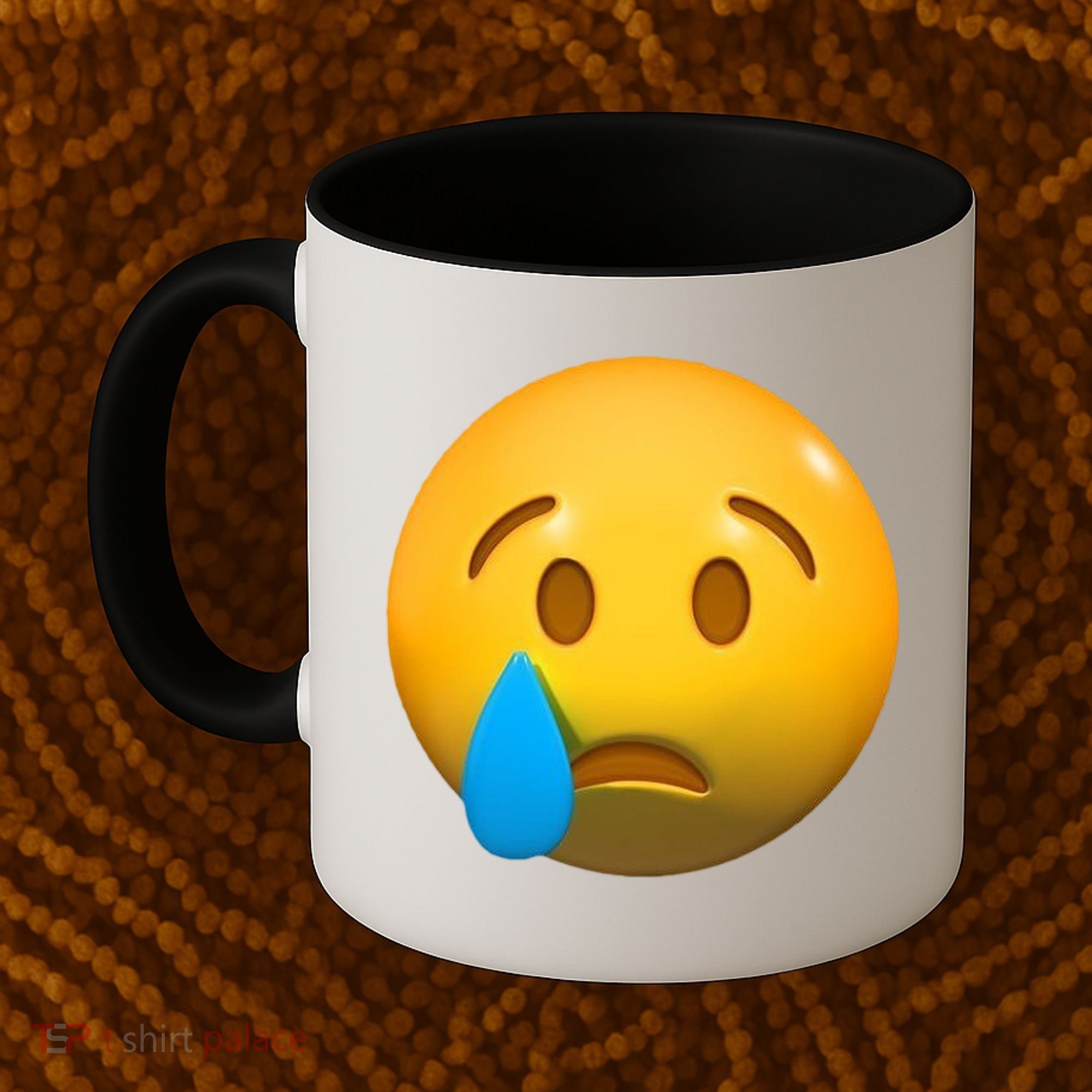 Sad Face Emoji Crying Tear Drop Coffee Mug