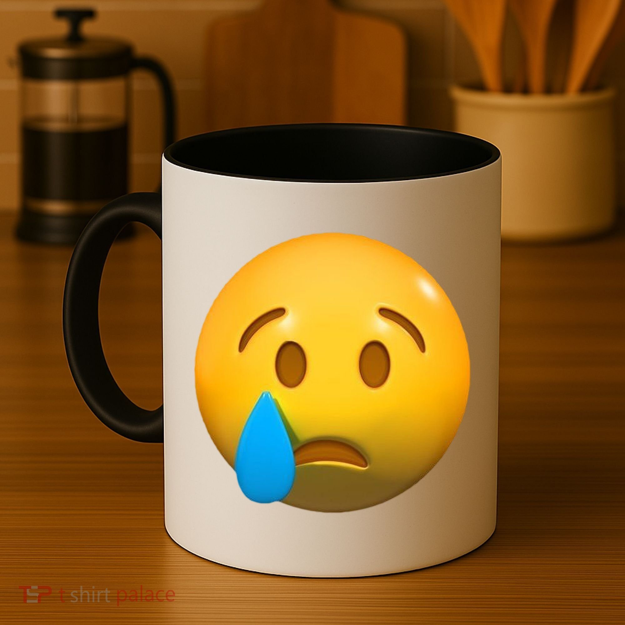 Sad Face Emoji Crying Tear Drop Coffee Mug