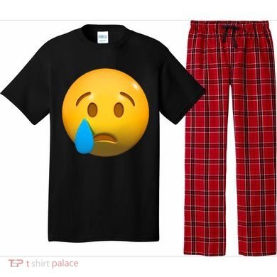 Sad Face Emoji Crying Tear Drop Pajama Set