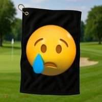 Sad Face Emoji Crying Tear Drop Golf Towel thumb 1